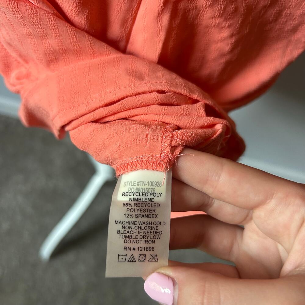Title Nine Orange Athletic Dress Cinched Hem Swim Coverup V-Neck Size M - Picture 9 of 10
